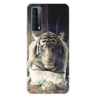 For Huawei P Smart 2021 Shockproof Painted Transparent TPU Protective Case(White Tiger)