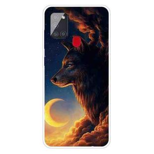 For Samsung Galaxy A21s Shockproof Painted Transparent TPU Protective Case(Sky Wolf)