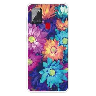 For Samsung Galaxy A21s Shockproof Painted Transparent TPU Protective Case(Color Chrysanthemum)