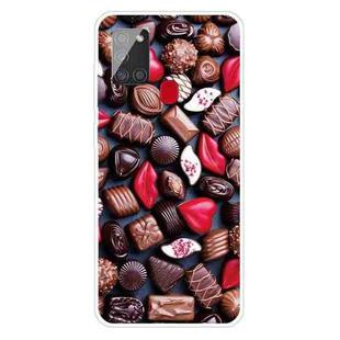 For Samsung Galaxy A21s Shockproof Painted Transparent TPU Protective Case(Love Chocolate)