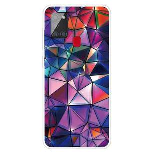 For Samsung Galaxy A21s Shockproof Painted Transparent TPU Protective Case(Color Building Blocks)