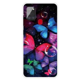 For Samsung Galaxy A21s Shockproof Painted Transparent TPU Protective Case(Bubble Butterflies)