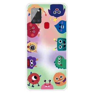 For Samsung Galaxy A21s Shockproof Painted Transparent TPU Protective Case(Fluorescent Monster)