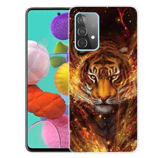 For Samsung Galaxy A32 5G Shockproof Painted Transparent TPU Protective Case(Flame Tiger)
