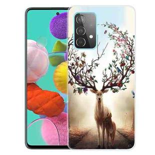 For Samsung Galaxy A52 5G / 4G Shockproof Painted Transparent TPU Protective Case(Dream Deer)