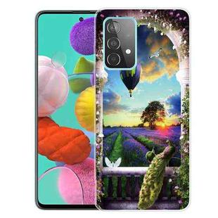 For Samsung Galaxy A72 5G / 4G Shockproof Painted Transparent TPU Protective Case(Balloon Peacock)