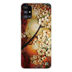 For Samsung Galaxy M31s Shockproof Painted Transparent TPU Protective Case(Oil Painting Magnolia)