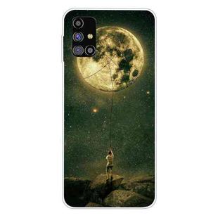 For Samsung Galaxy M31s Shockproof Painted Transparent TPU Protective Case(Pull the Moon)