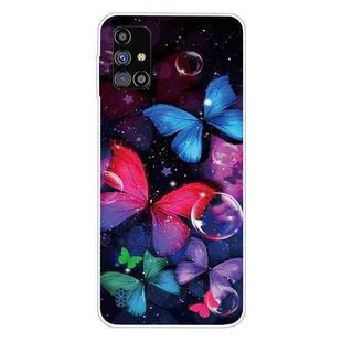 For Samsung Galaxy M31s Shockproof Painted Transparent TPU Protective Case(Bubble Butterflies)