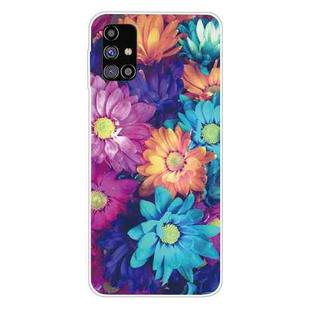 For Samsung Galaxy M51 Shockproof Painted Transparent TPU Protective Case(Color Chrysanthemum)