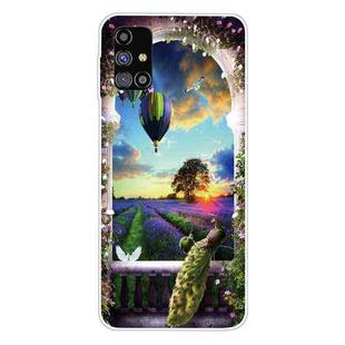 For Samsung Galaxy M51 Shockproof Painted Transparent TPU Protective Case(Balloon Peacock)
