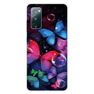 For Samsung Galaxy S20 FE Shockproof Painted Transparent TPU Protective Case(Bubble Butterflies)