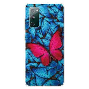 For Samsung Galaxy S20 FE Shockproof Painted Transparent TPU Protective Case(Big Red Butterfly)