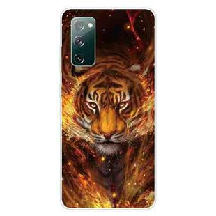 For Samsung Galaxy S20 FE Shockproof Painted Transparent TPU Protective Case(Flame Tiger)