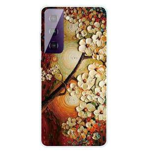 For Samsung Galaxy S21 5G Shockproof Painted Transparent TPU Protective Case(Oil Painting Magnolia)