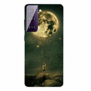 For Samsung Galaxy S21 5G Shockproof Painted Transparent TPU Protective Case(Pull the Moon)