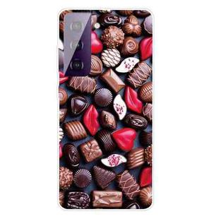 For Samsung Galaxy S21 5G Shockproof Painted Transparent TPU Protective Case(Love Chocolate)