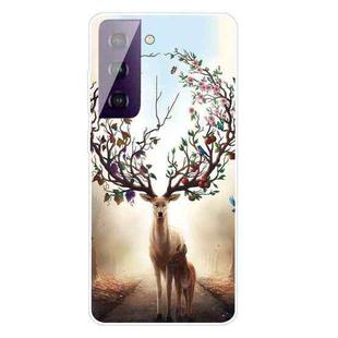 For Samsung Galaxy S21+ 5G Shockproof Painted Transparent TPU Protective Case(Dream Deer)