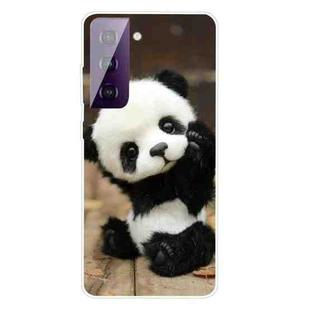For Samsung Galaxy S21+ 5G Shockproof Painted Transparent TPU Protective Case(Say Hello Panda)