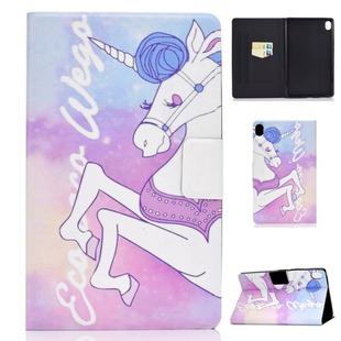 For Huawei MediaPad M6 8.4 Colored Drawing Electric Pressed Horizontal Flip Leather Case, with Holder & Card Slots(Pink Horse)