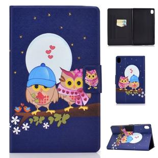 For Huawei MediaPad M6 8.4 Colored Drawing Electric Pressed Horizontal Flip Leather Case, with Holder & Card Slots(Couple Owl)