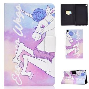 For Galaxy Tab A 8.0 2019 / T290 Colored Drawing Electric Pressed Horizontal Flip Leather Case, with Holder & Card Slots(Pink Horse)