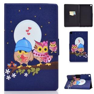 For Galaxy Tab A 8.0 2019 / T290 Colored Drawing Electric Pressed Horizontal Flip Leather Case, with Holder & Card Slots(Couple Owl)