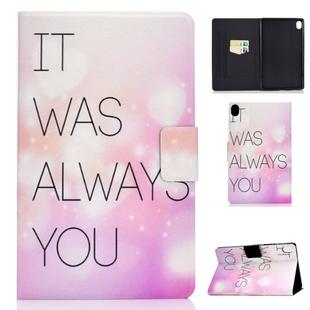 For Huawei MediaPad M6 8.4 Colored Drawing Electric Pressed Horizontal Flip Leather Case, with Holder & Card Slots(Pink Background English)
