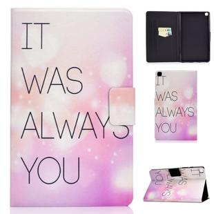 For Galaxy Tab A 8.0 2019 / T290 Colored Drawing Electric Pressed Horizontal Flip Leather Case, with Holder & Card Slots(Pink Background English)