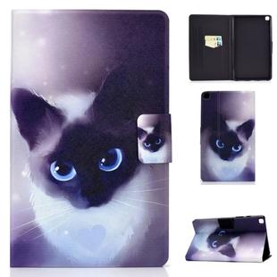 For Galaxy Tab A 8.0 2019 / T290 Colored Drawing Electric Pressed Horizontal Flip Leather Case, with Holder & Card Slots(Blue Eyes Cat)