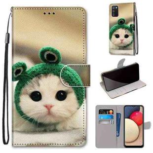 For Samsung Galaxy A02s / M02s Coloured Drawing Cross Texture Horizontal Flip PU Leather Case with Holder & Card Slots & Wallet & Lanyard(Frog Kitten)