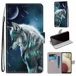 For Samsung Galaxy A12 / M12 Coloured Drawing Cross Texture Horizontal Flip PU Leather Case with Holder & Card Slots & Wallet & Lanyard(Pensive Wolf)