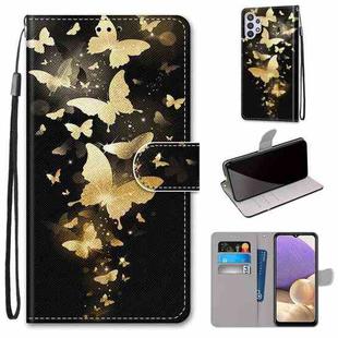 For Samsung Galaxy A32 5G Coloured Drawing Cross Texture Horizontal Flip PU Leather Case with Holder & Card Slots & Wallet & Lanyard(Golden Butterfly Group)