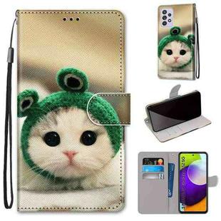 For Samsung Galaxy A52 5G / 4G Coloured Drawing Cross Texture Horizontal Flip PU Leather Case with Holder & Card Slots & Wallet & Lanyard(Frog Kitten)