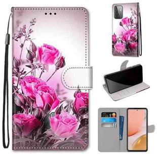 For Samsung Galaxy A72 5G / 4G Coloured Drawing Cross Texture Horizontal Flip PU Leather Case with Holder & Card Slots & Wallet & Lanyard(Wild Rose)