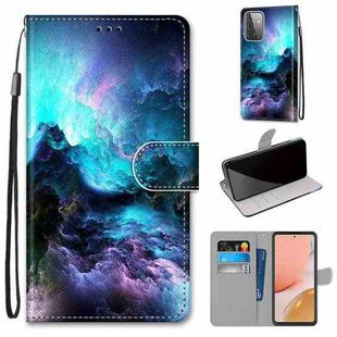 For Samsung Galaxy A72 5G / 4G Coloured Drawing Cross Texture Horizontal Flip PU Leather Case with Holder & Card Slots & Wallet & Lanyard(Colorful Clouds)