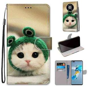 For Huawei Mate 40 Pro Coloured Drawing Cross Texture Horizontal Flip PU Leather Case with Holder & Card Slots & Wallet & Lanyard(Frog Kitten)