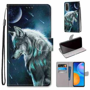 For Huawei P Smart 2021 / Y7a Coloured Drawing Cross Texture Horizontal Flip PU Leather Case with Holder & Card Slots & Wallet & Lanyard(Pensive Wolf)