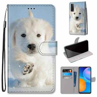 For Huawei P Smart 2021 / Y7a Coloured Drawing Cross Texture Horizontal Flip PU Leather Case with Holder & Card Slots & Wallet & Lanyard(Snow Puppy)