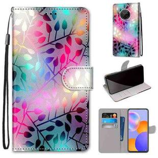 For Huawei Y9a Coloured Drawing Cross Texture Horizontal Flip PU Leather Case with Holder & Card Slots & Wallet & Lanyard(Translucent Glass)
