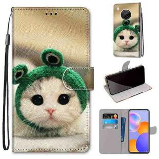 For Huawei Y9a Coloured Drawing Cross Texture Horizontal Flip PU Leather Case with Holder & Card Slots & Wallet & Lanyard(Frog Kitten)