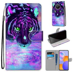 For Huawei Y9a Coloured Drawing Cross Texture Horizontal Flip PU Leather Case with Holder & Card Slots & Wallet & Lanyard(Tiger Drinking Water)