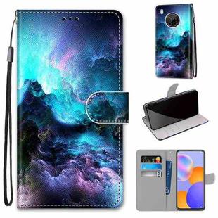 For Huawei Y9a Coloured Drawing Cross Texture Horizontal Flip PU Leather Case with Holder & Card Slots & Wallet & Lanyard(Colorful Clouds)
