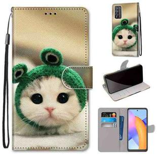 For Honor 10X Lite Coloured Drawing Cross Texture Horizontal Flip PU Leather Case with Holder & Card Slots & Wallet & Lanyard(Frog Kitten)
