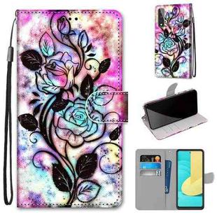 For LG Stylo 7 5G Coloured Drawing Cross Texture Horizontal Flip PU Leather Case with Holder & Card Slots & Wallet & Lanyard(Color Bottom Hollow Flower)