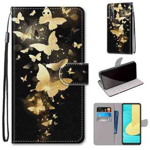 For LG Stylo 7 5G Coloured Drawing Cross Texture Horizontal Flip PU Leather Case with Holder & Card Slots & Wallet & Lanyard(Golden Butterfly Group)