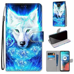 For Motorola Moto E7 Coloured Drawing Cross Texture Horizontal Flip PU Leather Case with Holder & Card Slots & Wallet & Lanyard(Dick Rose Wolf)