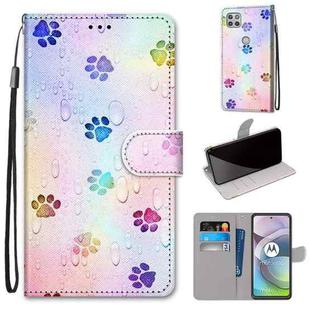 For Motorola Moto G 5G Coloured Drawing Cross Texture Horizontal Flip PU Leather Case with Holder & Card Slots & Wallet & Lanyard(Footprint Water Drops)