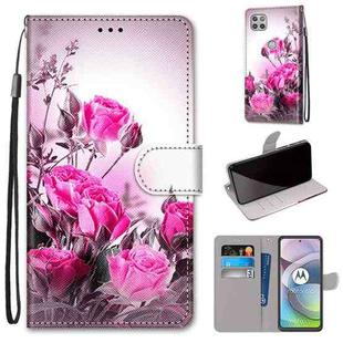 For Motorola Moto G 5G Coloured Drawing Cross Texture Horizontal Flip PU Leather Case with Holder & Card Slots & Wallet & Lanyard(Wild Rose)