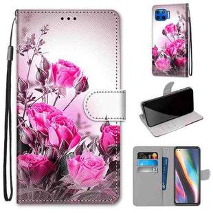 For Motorola Moto G 5G Plus Coloured Drawing Cross Texture Horizontal Flip PU Leather Case with Holder & Card Slots & Wallet & Lanyard(Wild Rose)